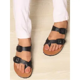 ELLE Women Black Ergonomic Toe-Loop Buckle Sandals-picture-21