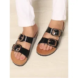 ELLE Women Black Classic Buckle Slide Sandals-picture-17