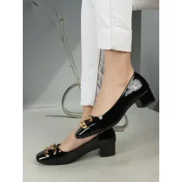ELLE Black Square Toe Party Wear Pumps image 2