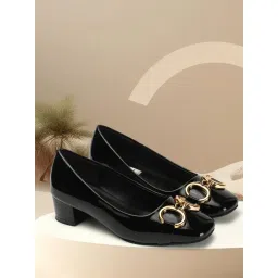 ELLE Black Square Toe Party Wear Pumps image 3