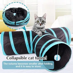 maxxlite Cat Tunnel Kitten Dog Rabbits Cat Interactive Toy Play Toy Foldable Pet Cat Toy Polyester, Steel Training Aid, Ball For Cat image 5