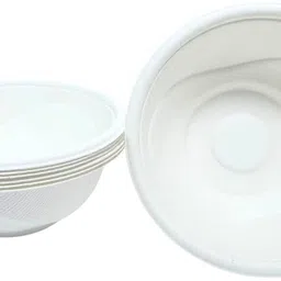 harshu Sugarcane Bagasse Soup Bowl White, 180 ml & 240 ml (Pack of 50) Disposable image 2