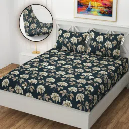 yaakholic Green Microfibre 310 TC King Size Fitted Bedsheet With 2 Pillow Covers-picture-38