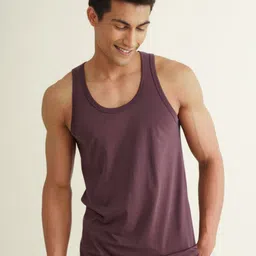damensch Neo-Cotton Deep Neckline Maroon Men Vest image 1