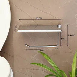 fortune Toilet paper holder stand with Mobile Phone Stand Bathroom Accessories Pack of 1 Stainless Steel Toilet Paper Holder image 5