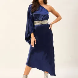 houseofcommon Women Kaftan Dark Blue Midi/Calf Length Dress-picture-13