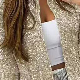 StyleCast Silver-Toned Sequinned Embellished Long Sleeves Tailored Jacket image 2