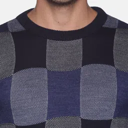 Campus Sutra Men Navy Blue & Grey Printed Pullover image 4