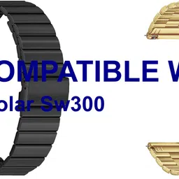 ACM WSM20H22BKGL2744 Pack of 2 Watch Strap Adjustable Steel 22mm for Syska Polar Sw300 Smartwatch (Black/Champagne Gold) Smart Watch Strap image 1