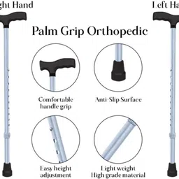 growdeals SURGICAL 1 Leg Chrome Height Adjustable Men/Women/Old People Walking Stick Walking Stick image 3