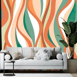 Wallpics Orange & Green Abstract Printed Self-Adhesive Wallpaper-image-14