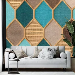 Wallpics Pink & Turquoise Blue Geometric Printed Self-Adhesive Wallpaper-image-15