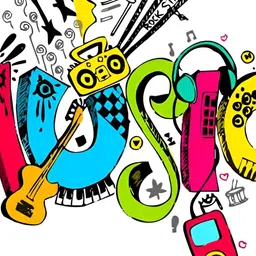 Wallpics Red & Blue Music Printed Water Resistant Wall Sticker-picture-14