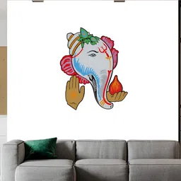 Wallpics Blue & Grey Lord Ganesh Printed Water Resistant Wall Sticker-image-94