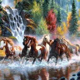 Wallpics Brown & Green Horses Printed Self-Adhesive Wallpaper-image-50