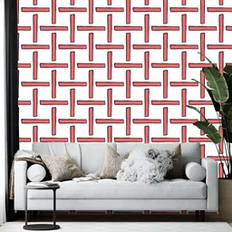 Wallpics White & Red Geometric Printed Self-Adhesive Wallpaper-picture-14