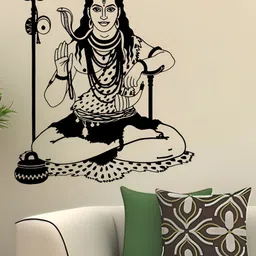 Wallpics Black Lord Shiva Printed Water Resistant Wall Sticker-image-86