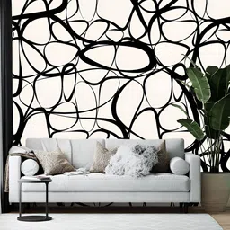 Wallpics Black & White Abstract Printed Self-Adhesive Wallpaper-image-93