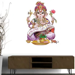 Wallpics White & Red Lord Ganesh Printed Water Resistant Wall Sticker-image-68
