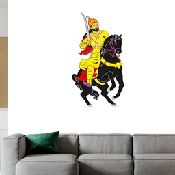 Wallpics Yellow & Black Chatrapathi Shivaji Printed Waterproof Wall Sticker-image-81