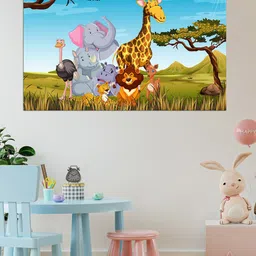 WENS Unisex Blue & Green Jungle Kingdom Self Adhesive Wall Poster-picture-15