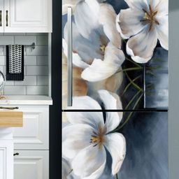 WallDaddy Grey & White Floral-Printed Refrigerator Sticker-picture-42