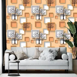Wallpics Orange Coloured & White Printed Self-Adhesive Wallpaper-image-59