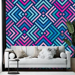 Wallpics Blue Geometric Printed Self-Adhesive Wallpaper-image-67