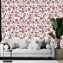 Wallpics White & Pink Floral Printed Self Adhesive Wall Stickers-picture-23