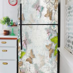 WallDaddy Grey & Brown Floral-Printed Refrigerator Sticker-picture-24