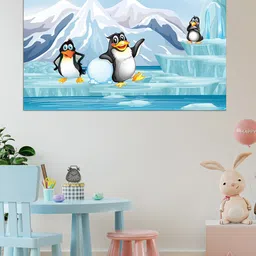 WENS Blue & White Penguins in Ice Land Self Adhesive Wall Poster-image-57