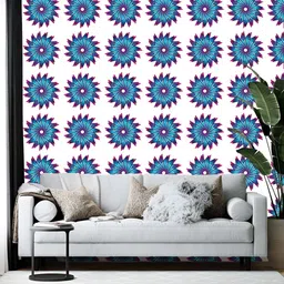 Wallpics Blue & White Abstract Printed Self-Adhesive Wallpaper-image-93