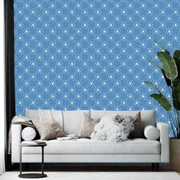 Wallpics Blue & White Abstract Printed Self-Adhesive Wallpaper-image-73