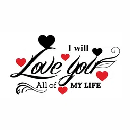 Wallpics Black & Red Love Quote Printed Water Resistant Wall Sticker-image-96