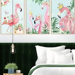 Jaamso Royals Green & Pink Flamingo Printed Self-Adhesive Removable Wall Sticker-picture-14