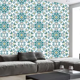 Aura Blue & White Printed Self-Adhesive Wall Sticker-image-7