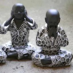 Wallpics Black & Grey Buddha Printed Self-Adhesive Wallpaper-image-84