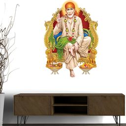 Wallpics Beige & Yellow Saibaba Water Resistant Wall Sticker-picture-46