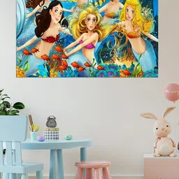 WENS Blue & Yellow The Little Mermaid Self Adhesive Wall Poster-image-66