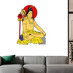 Wallpics White & Yellow Shiv Ji Printed Waterproof Wall Sticker-image-78