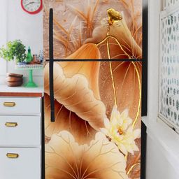 WallDaddy Brown & Beige Floral Printed Refrigerator Sticker-picture-21