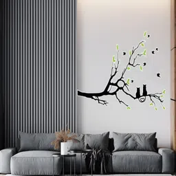 Wallpics Black & Green Tree With Birds Printed Water Resistant Wall Sticker-picture-27