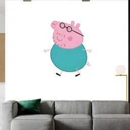 Wallpics Pink & Blue Papa Pig Printed Waterproof Wall Sticker-image-29