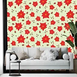 Wallpics Red & Green Floral Printed Self Adhesive Wall Sticker-picture-29