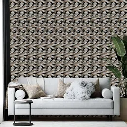 Wallpics Brown & Black Abstract Printed Self Adhesive Wall Stickers image 1