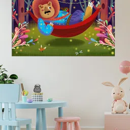 WENS Multicoloured Lion In Hammock Self Adhesive Wall Poster-image-97
