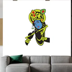 Wallpics White & Blue Lord Krishna Printed Waterproof Wall Sticker-picture-22