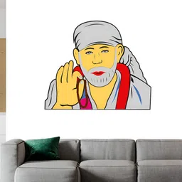 Wallpics Grey & Yellow Lord Sai Baba Printed Religious Waterproof Wall Poster-picture-22