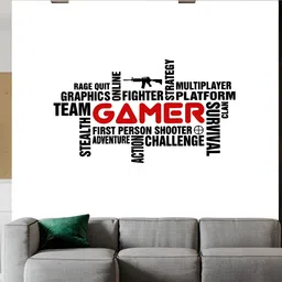 Wallpics White & Red Gamer Printed Waterproof Wall Sticker-picture-25