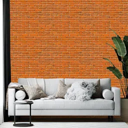 Wallpics Orange Coloured Printed Self-Adhesive Wallpaper image 1